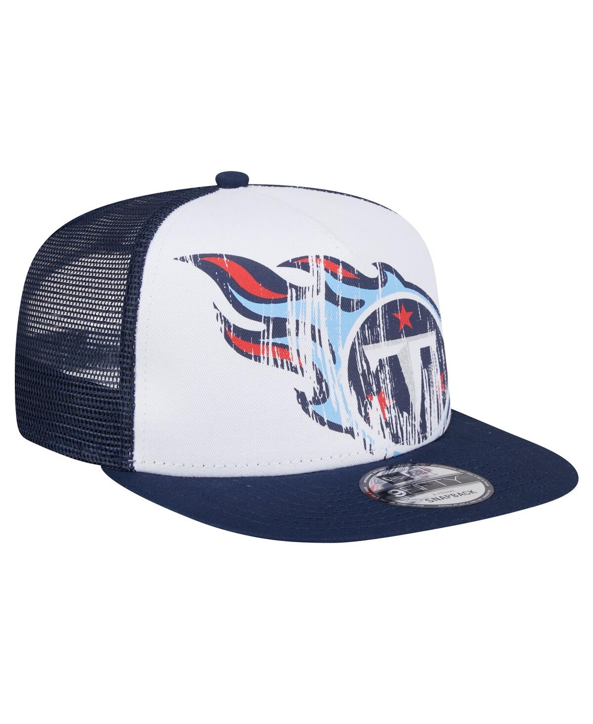 New Era Big Boys and Girls White/Navy Tennessee Titans Distressed 9FIFTY A-Frame Snapback Hat