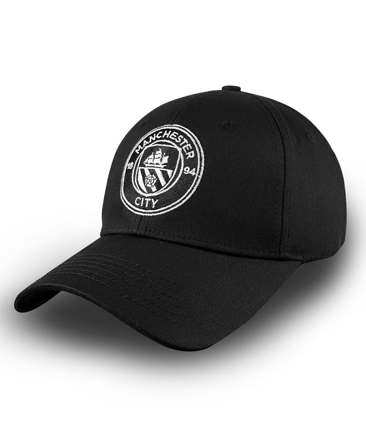 1863fc Men's Black Manchester City Mono Badge Structured Adjustable Hat In Black
