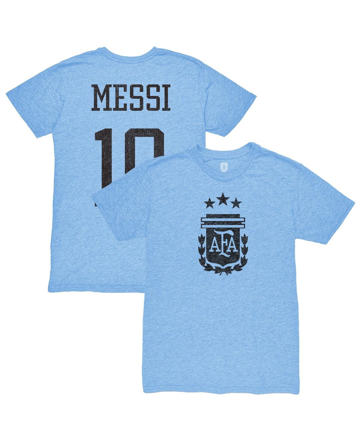 1863fc Men's Lionel Messi Light Blue Argentina National Team Player Retro Tri-blend T-shirt In Blue