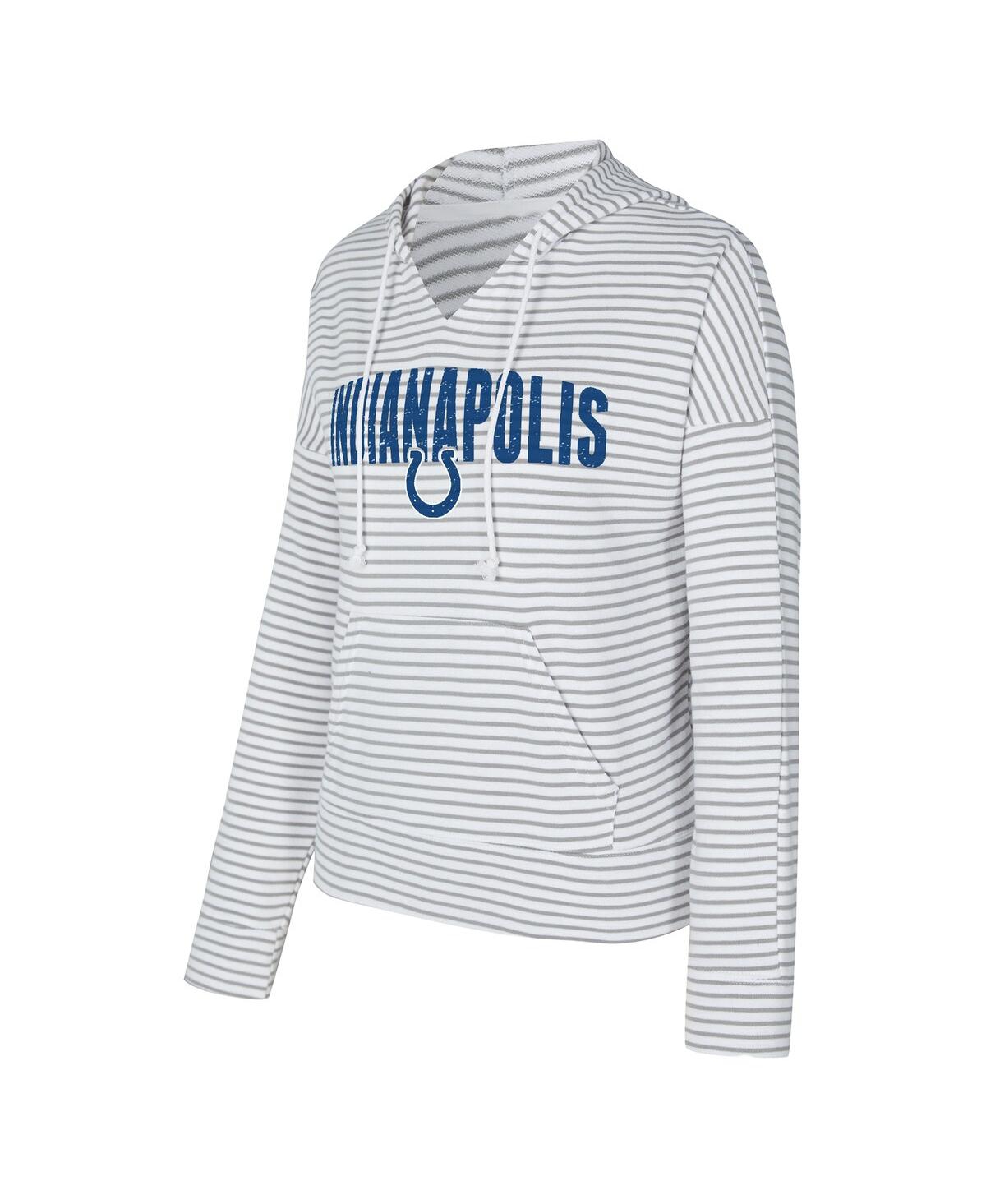 Concepts Sport White/gray Indianapolis Colts Liftoff Striped V-neck Hoodie In White