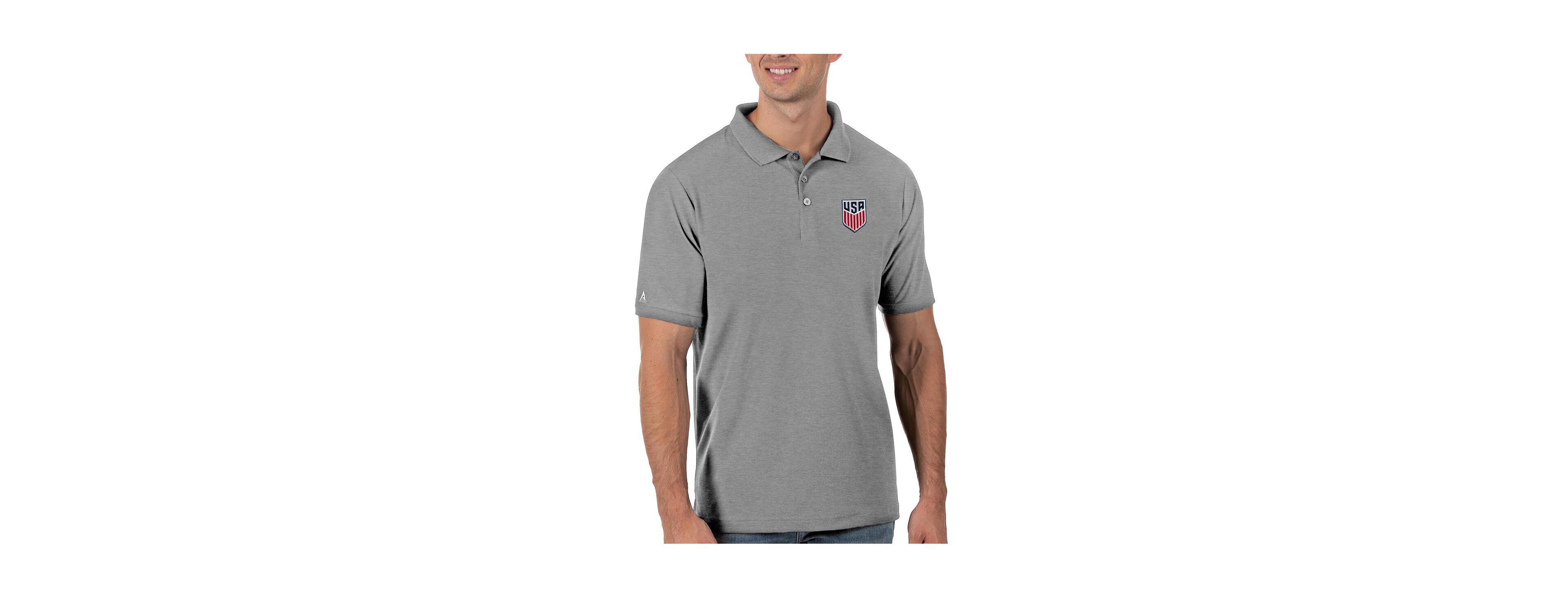 Antigua Men's Gray Usmnt Legacy Pique Polo Shirt