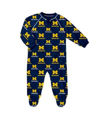 Outerstuff Baby Boys and Girls Navy Michigan Wolverines All-Over Print Raglan Full-zip Coverall - Navy