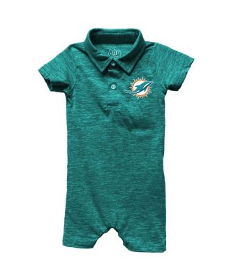 Wes & Willy - Baby Boys and Girls Aqua Miami Dolphins Short Leg Cloudy Yarn Polo Bodysuit