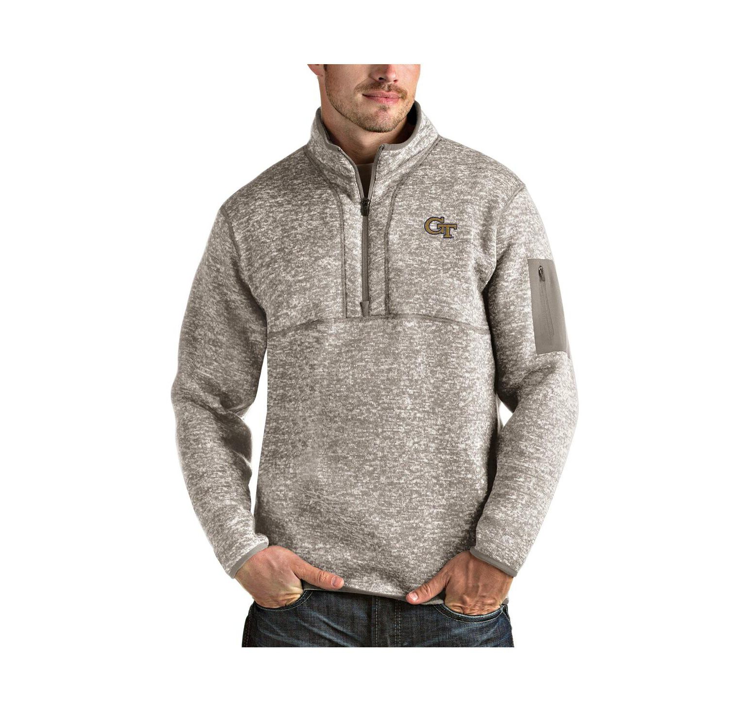 Men's Oatmeal Georgia Tech Yellow Jackets Fortune Half-Zip Pullover Jacket