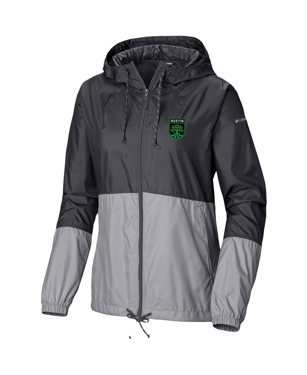 Columbia Women's Black/gray Austin Fc Flash Forward Team Windbreaker Jacket In Black