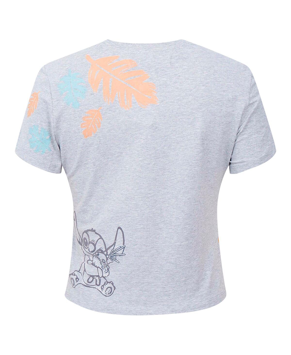 Freeze Max Women's Heather Gray Lilo And Stitch Hold On Tight Baby Doll T-shirt In Blue