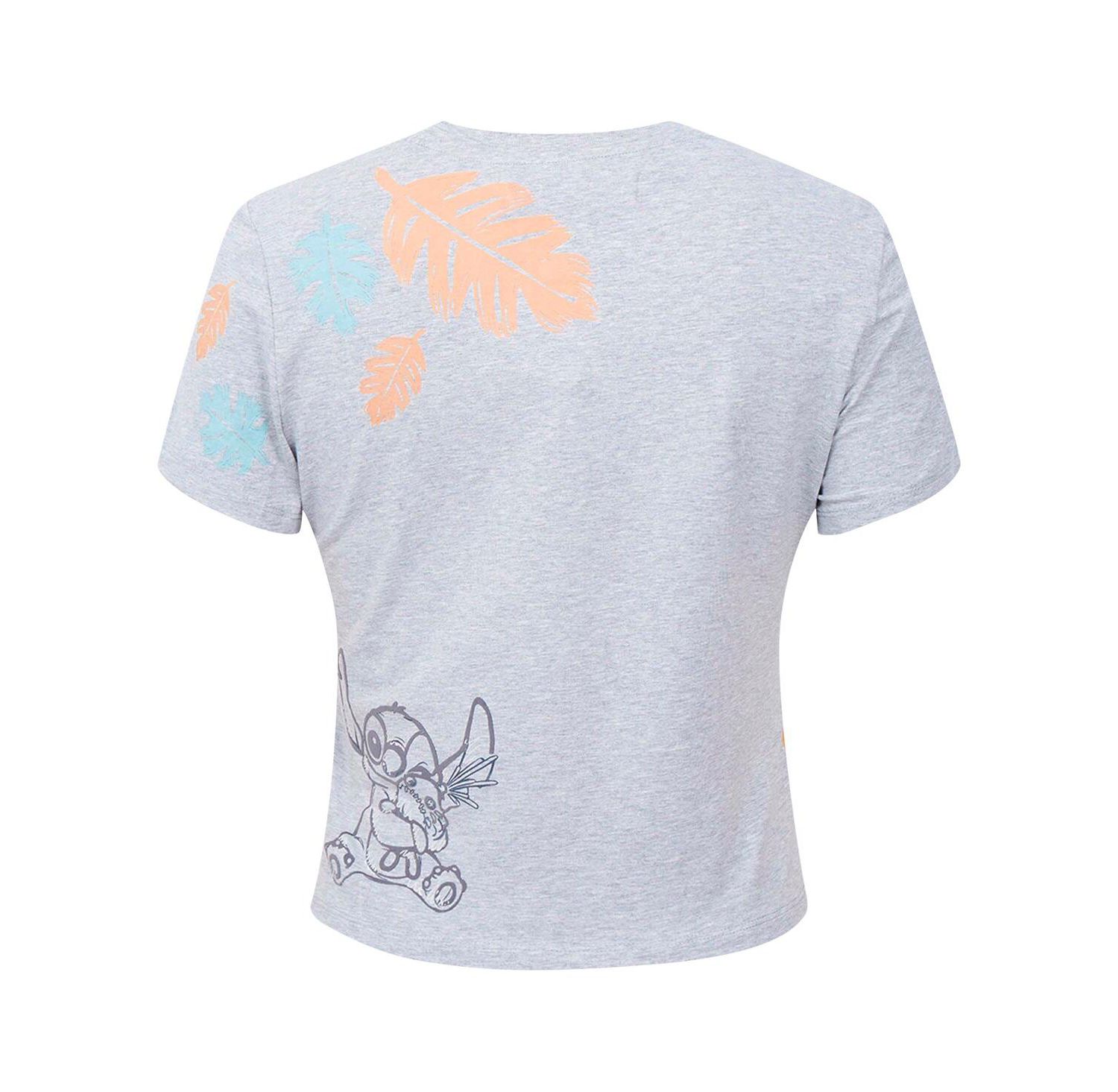 Women's Heather Gray Lilo and Stitch Hold On Tight Baby Doll T-Shirt