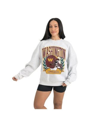 Women's Gray Washington Commanders Heritage Premium Fleece Pullover Sweatshirt