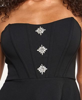 Juniors' Strapless Fit and Flare Short Dress