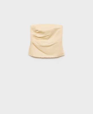 MANGO - Women's Strapless Linen-Blend Top