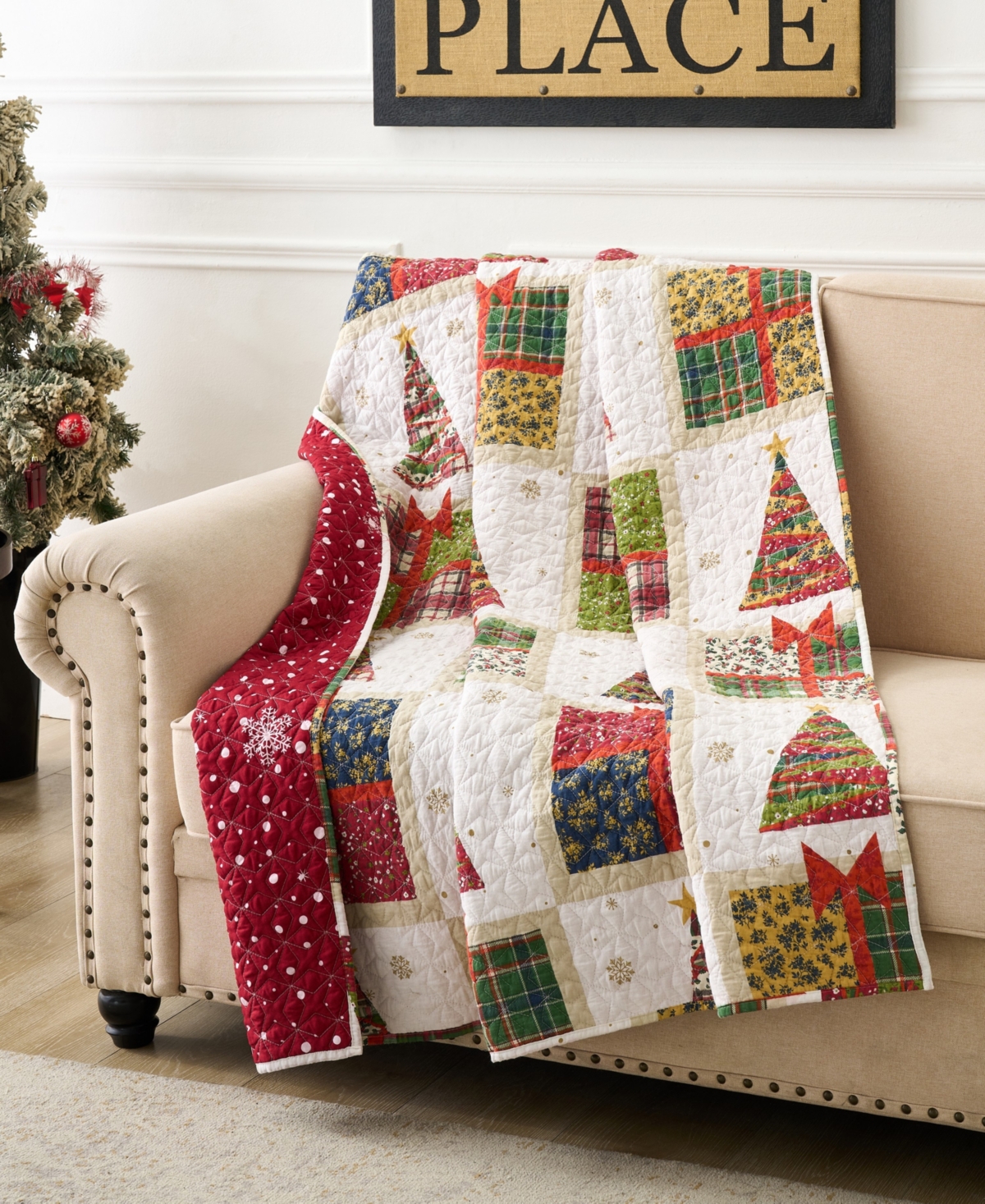 Greenland Home Fashions Deck The Halls Novelty Christmas Holiday Reversible Throw, 50" X 60" In Multi