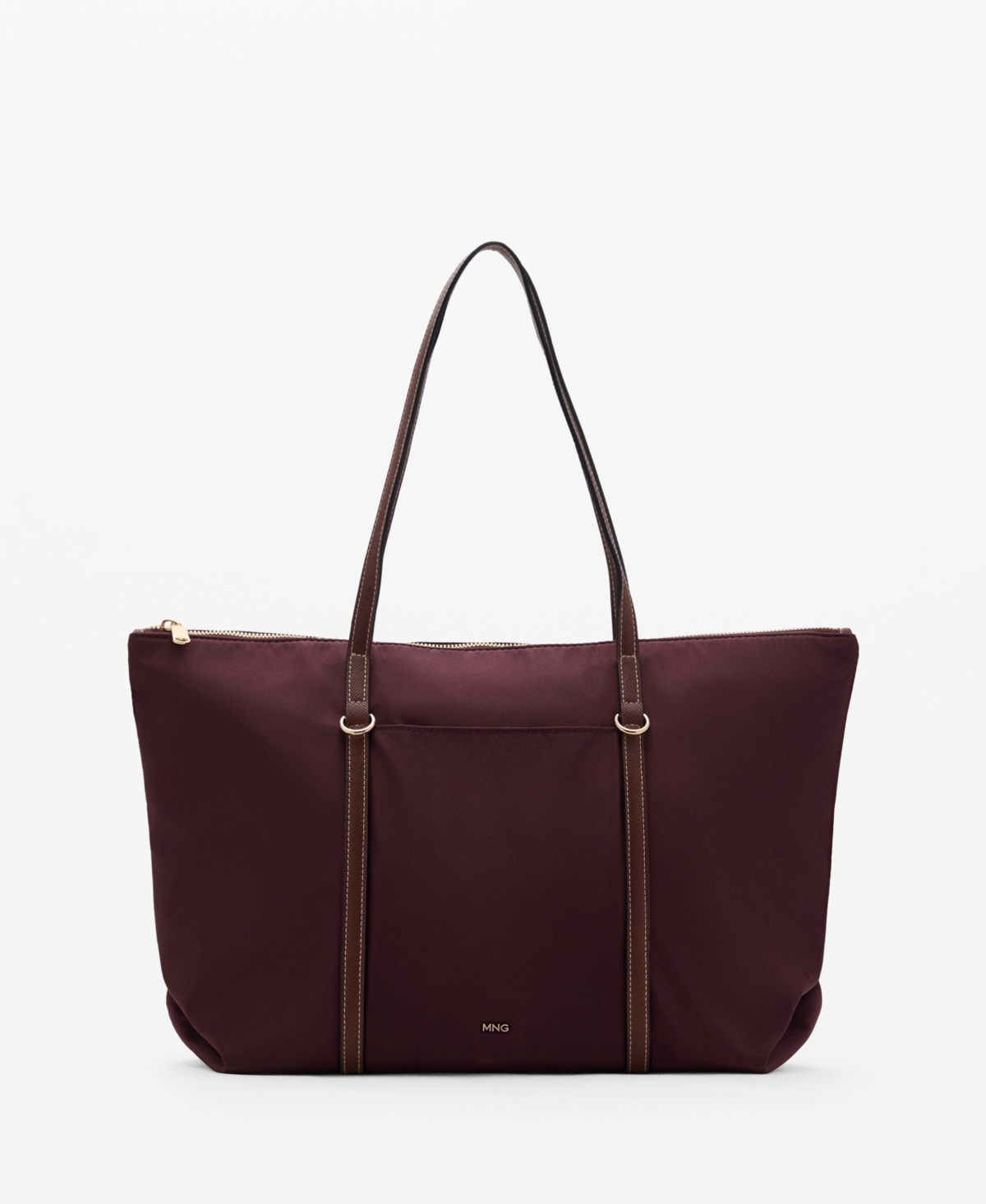 Mango Women's Double Handle Shopper Bag In Burgundy
