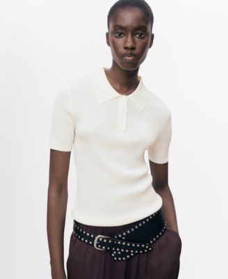 MANGO - Women's Short-Sleeved Polo-Neck Sweater