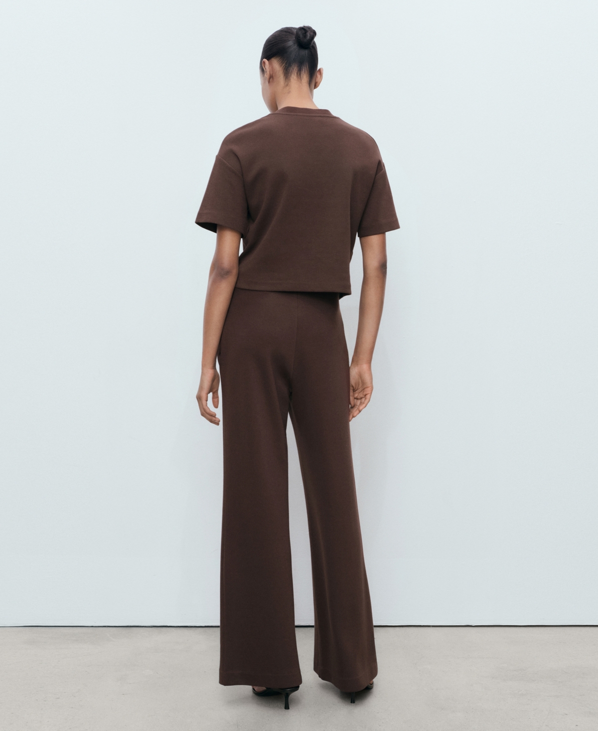 Mango Straight Fit Cotton Blend Pants In Brown