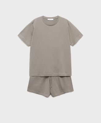 MANGO - Women's 2-Piece Cotton Short-Sleeved Pajamas