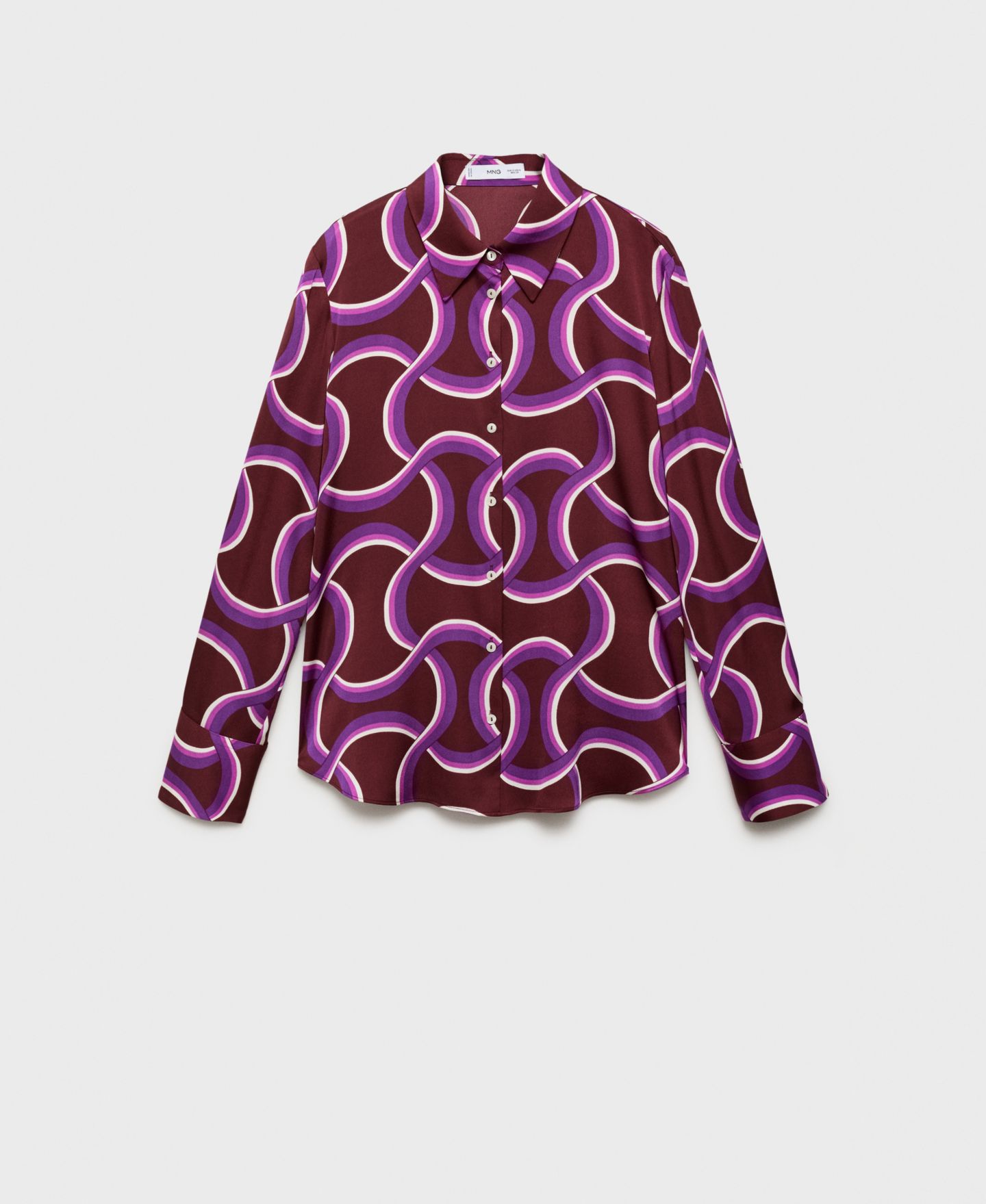 Женская рубашка Mango Abstract Print, цвет: Фиолетовый — фото 8
