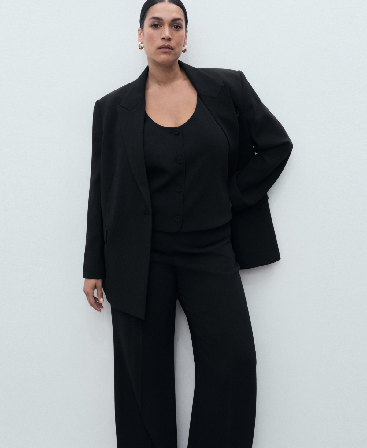 Mango Iguana Straight Leg Pants In Black