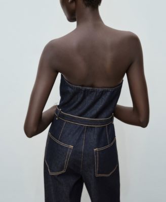 Women's Strapless Denim Jumpsuit