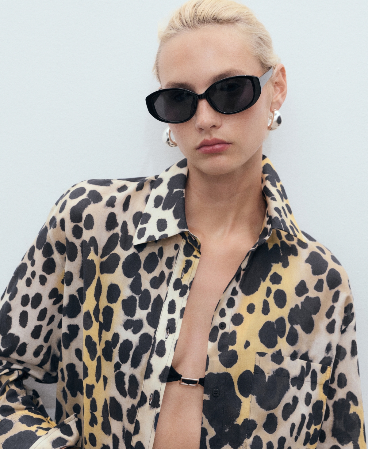 Mango Women's Animal Print Cotton Shirt In Black