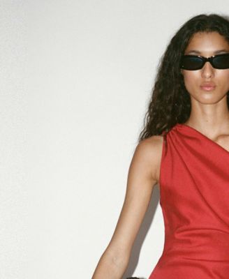 Women's Asymmetrical Neckline Lyocell Dress