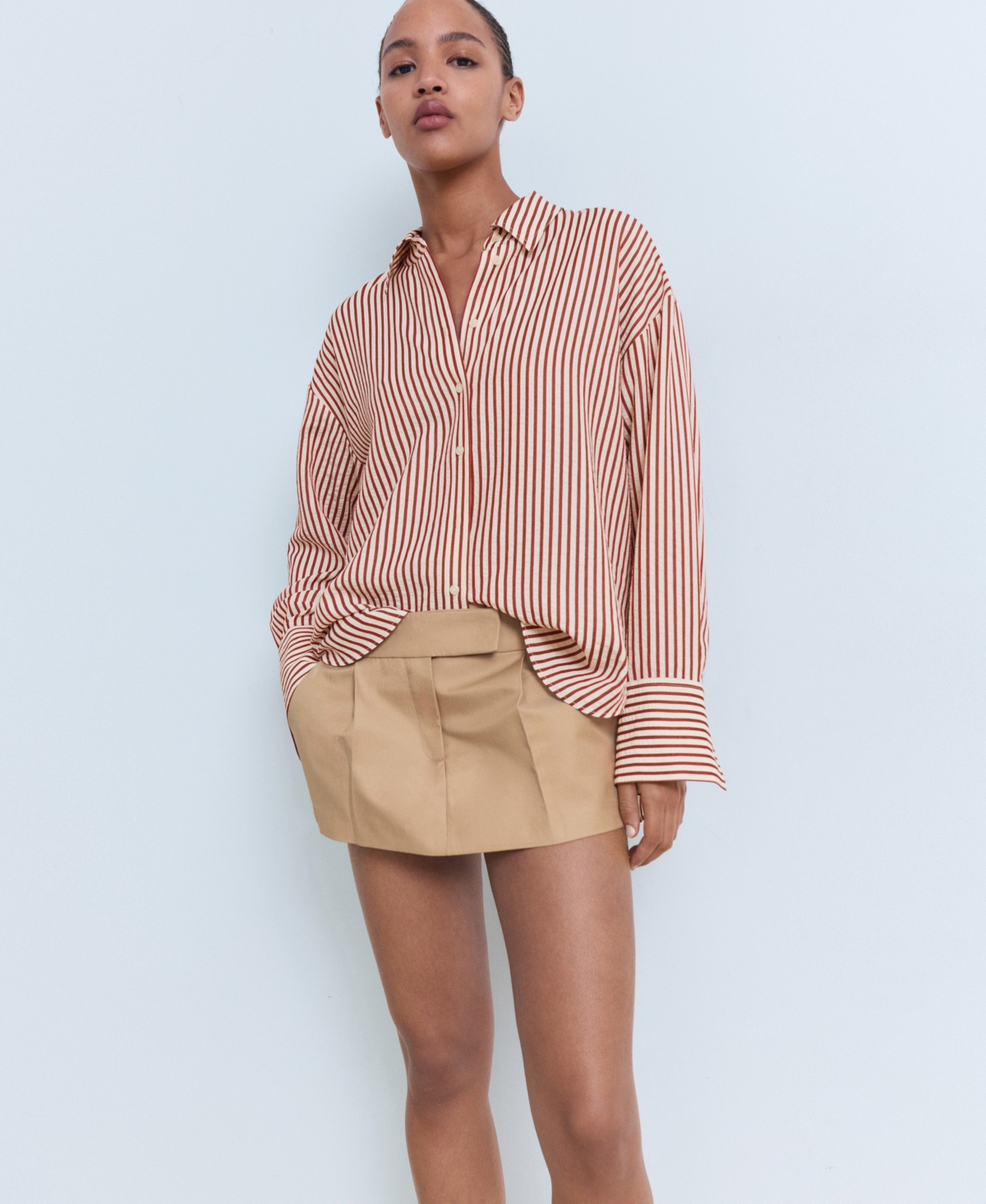 Mango Women's Striped Straight Shirt In Orange