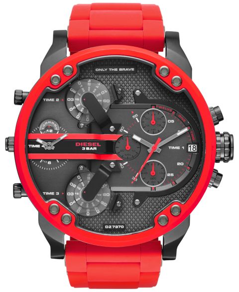 Мужские часы Diesel Chronograph Mr. Daddy 2.0 Red Silicone Strap Watch 55x66mm DZ7370