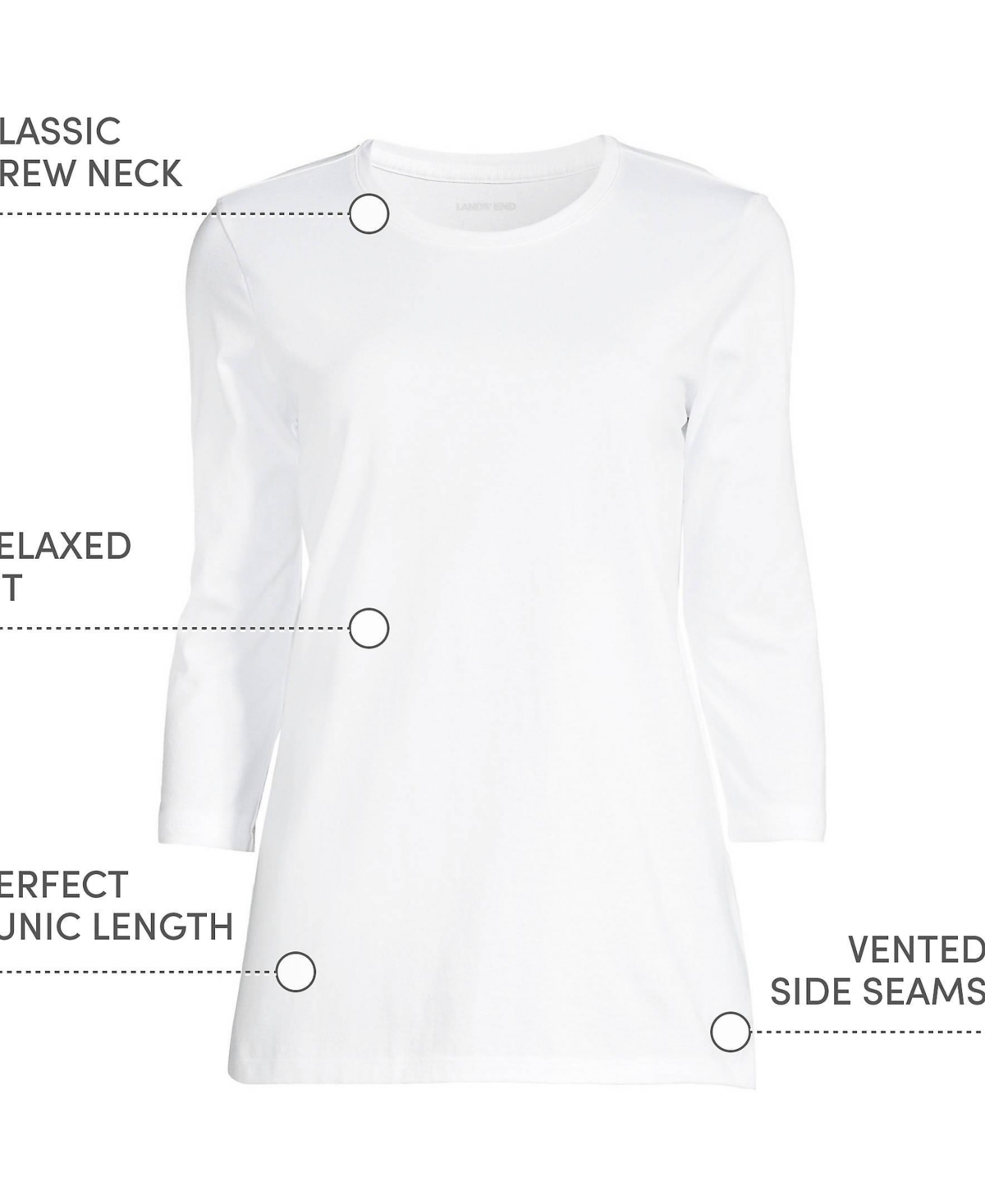 Lands' End Women's Petite 3/4 Sleeve Cotton Supima Tunic