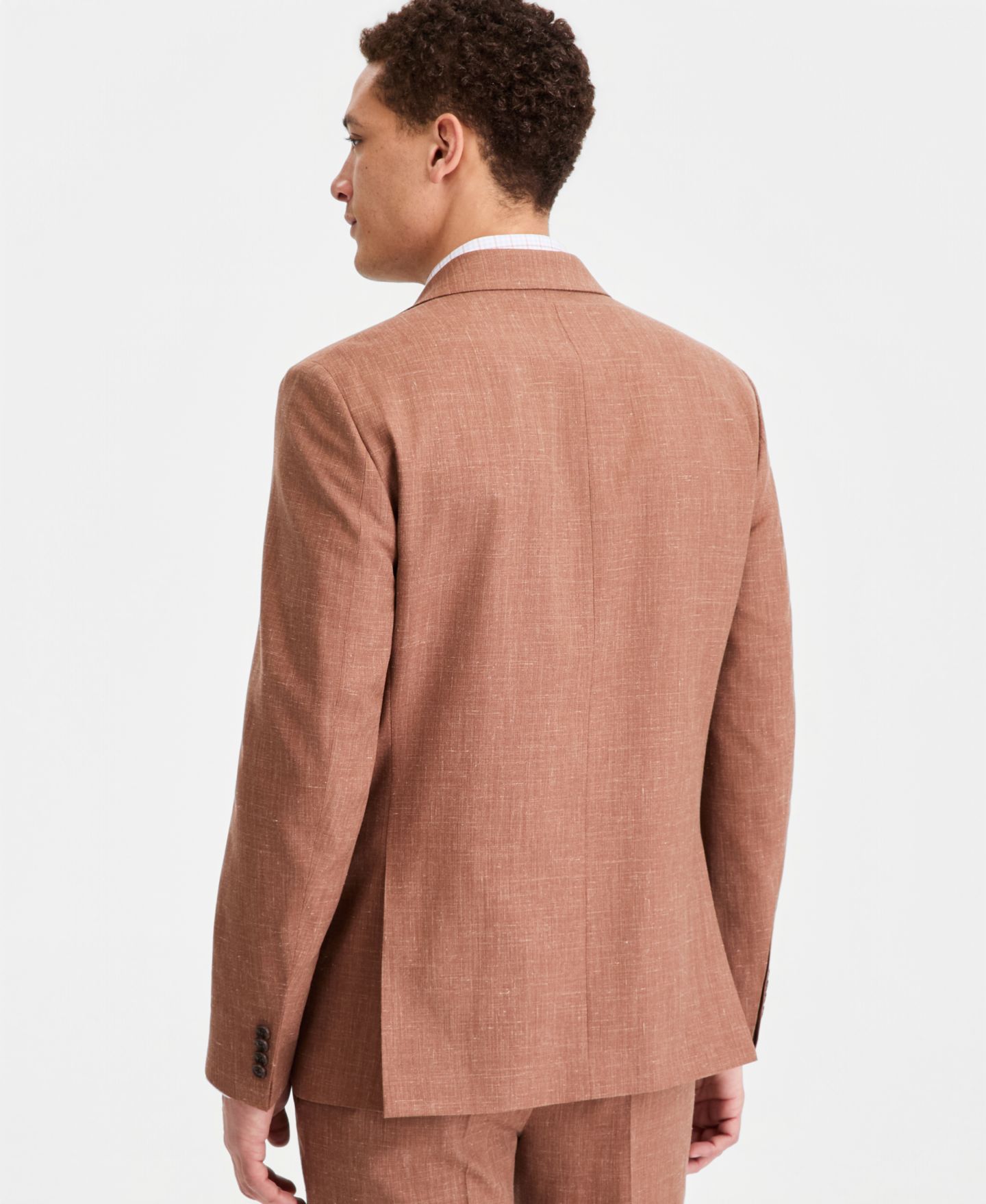 Мужская куртка Tommy Hilfiger Modern Fit Wool Silk Linen Double-Breasted Suit Separate, цвет: Ржавый — фото 3