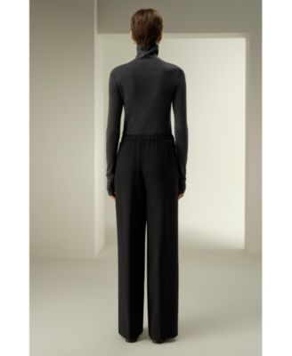Women's Silk-Wool Pleated Wide-Leg Trousers