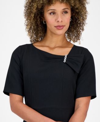 Women's Asymmetrical-Neck Sheath Dress, Regular & Petite