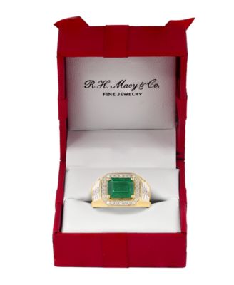 EFFY&reg; Men's Emerald (3 ct. t.w.) & Diamond (1/2 ct. t.w.) Ring in 14k Gold