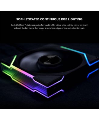 UNI FAN TL Wireless 120mm ARGB Case Fan with Controller, White, 3-Pack