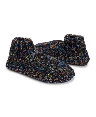 Women's Icelandic Space Dye Marl Cabled Cuff Booties, Pearl, L/XL