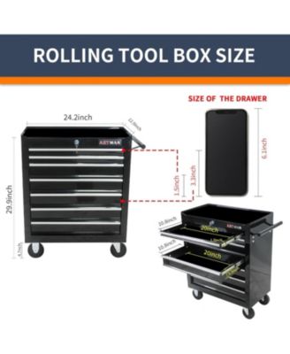 7-Drawer Industrial Tool Cart with Locking Wheels and Ball Bearing Slides