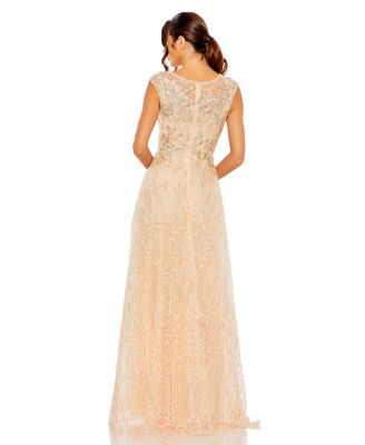 Women's High Neck Lace Embroidered Detail Gown