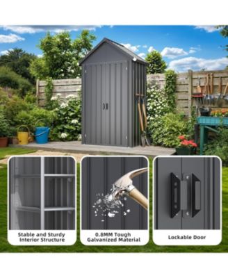 Outdoor Storage Cabinet Waterproof with Shelves, Vertical Tall Sheds Cabinet