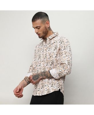 Men's Abstract Print Button Up Cotton Shirt