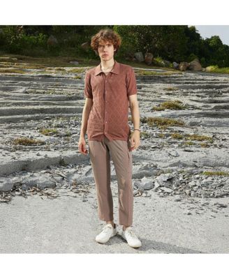 Men's Rhombus-Knit Slim-Fit Shirt