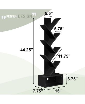 7-Tier Zigzag Tree Bookcase with Open Drawer for Books, Decor, and Accessories - Space-Saving Organizer Unit for Living Room, Bedroom, Office