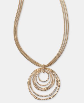 Style & Co - Pav&eacute; Multirow Circle Pendant Necklace, 18" + 3" extender