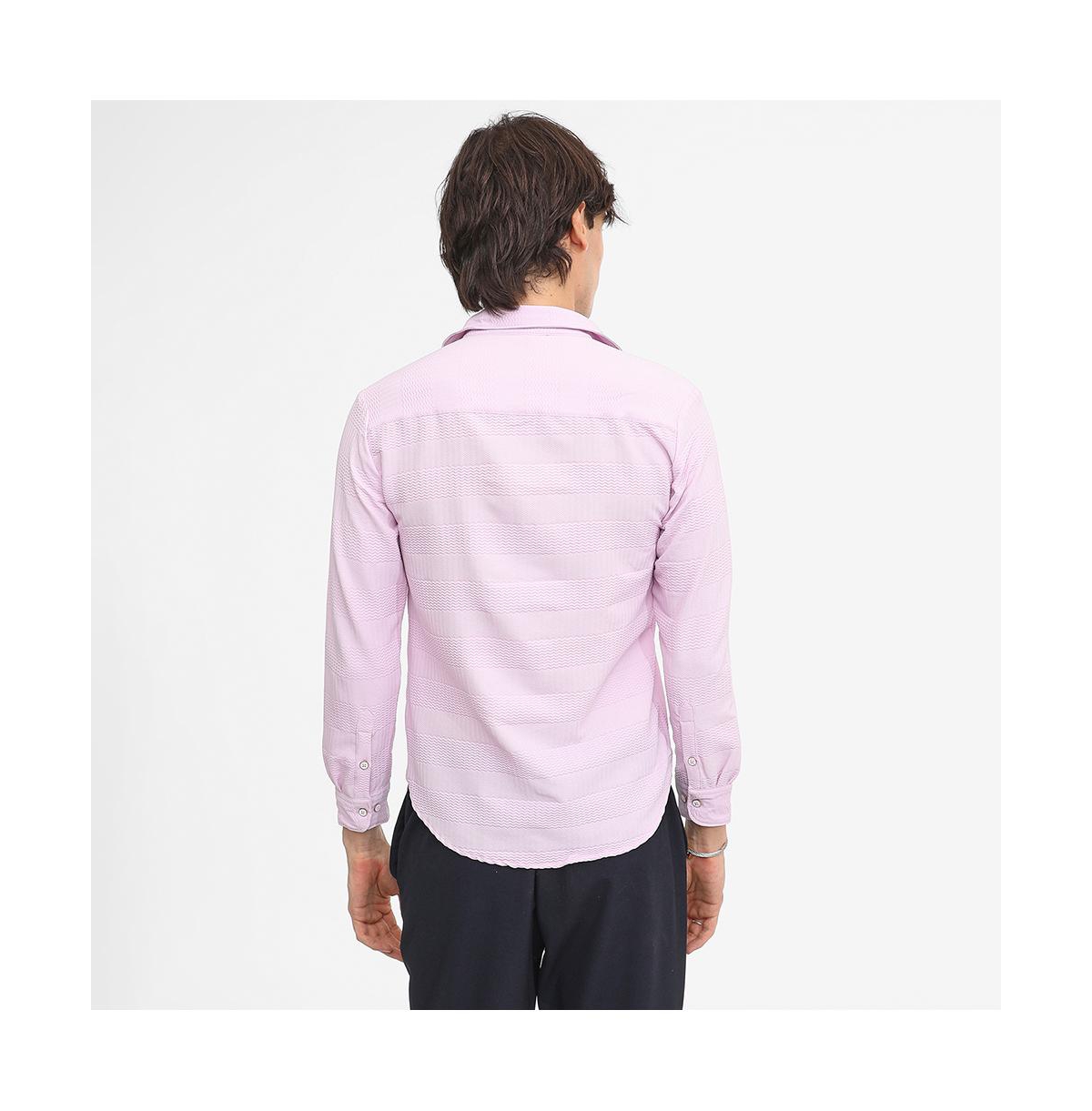 Campus Sutra Men's Lilac Chevron-Textured Shirt
