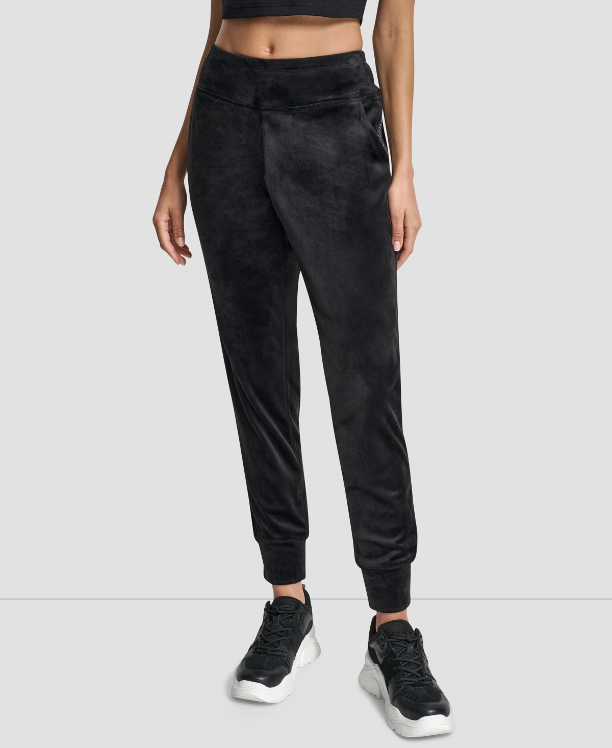Dkny Women's Cuffed Metallic Logo Joggers