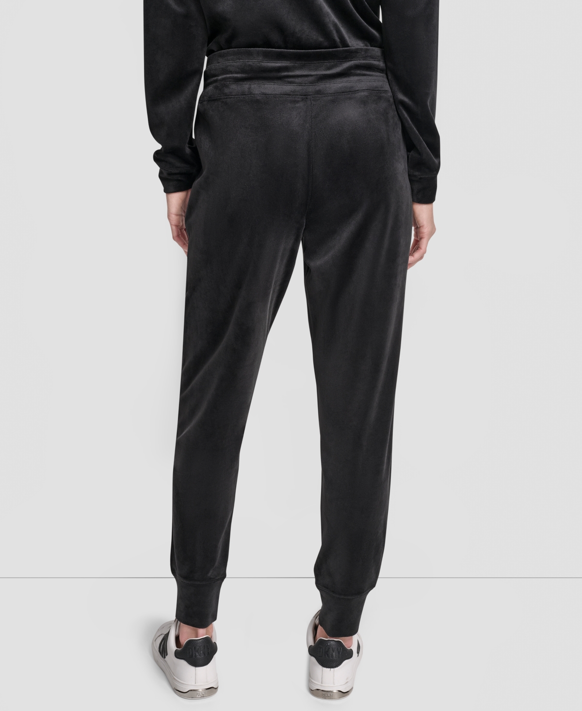 Dkny Women's Platinum Velour Rhinestone Logo Slim Fit Joggers