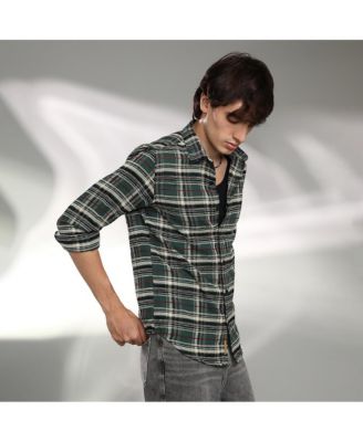 Men's Pine Green Woven Plaid Shirt