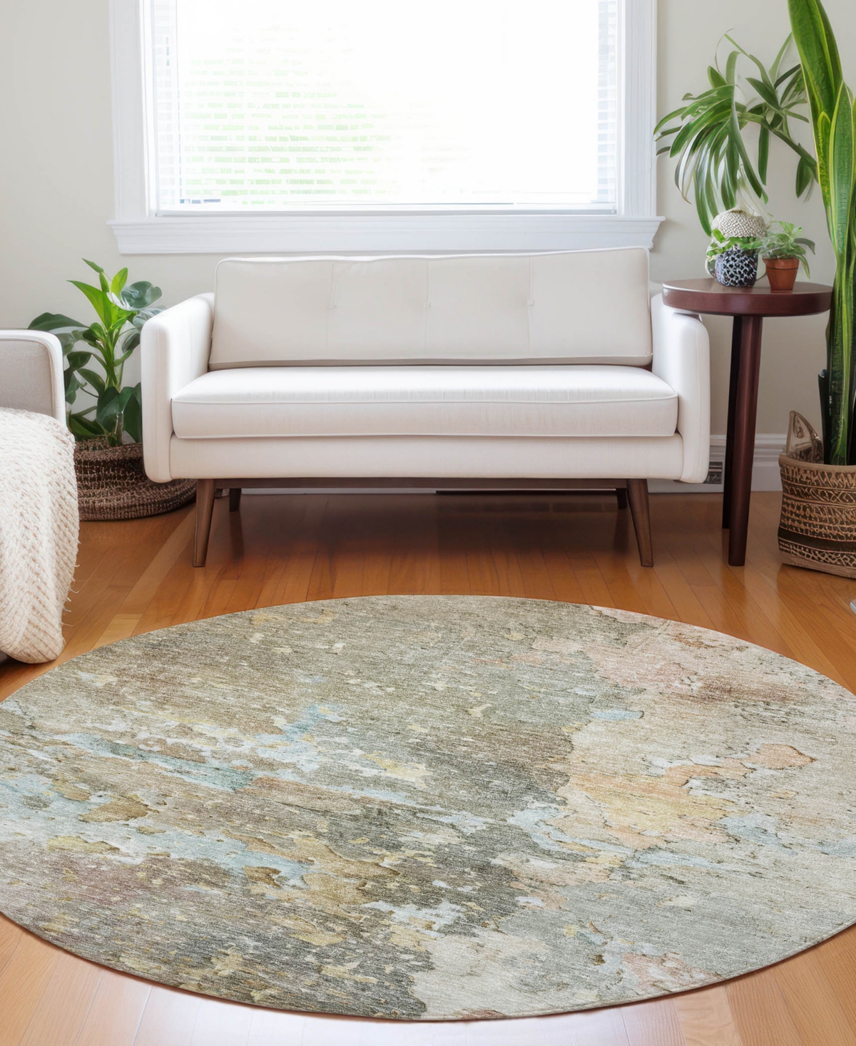 Dalyn Ravenna Rn3 8'x8' Round Area Rug In Brown