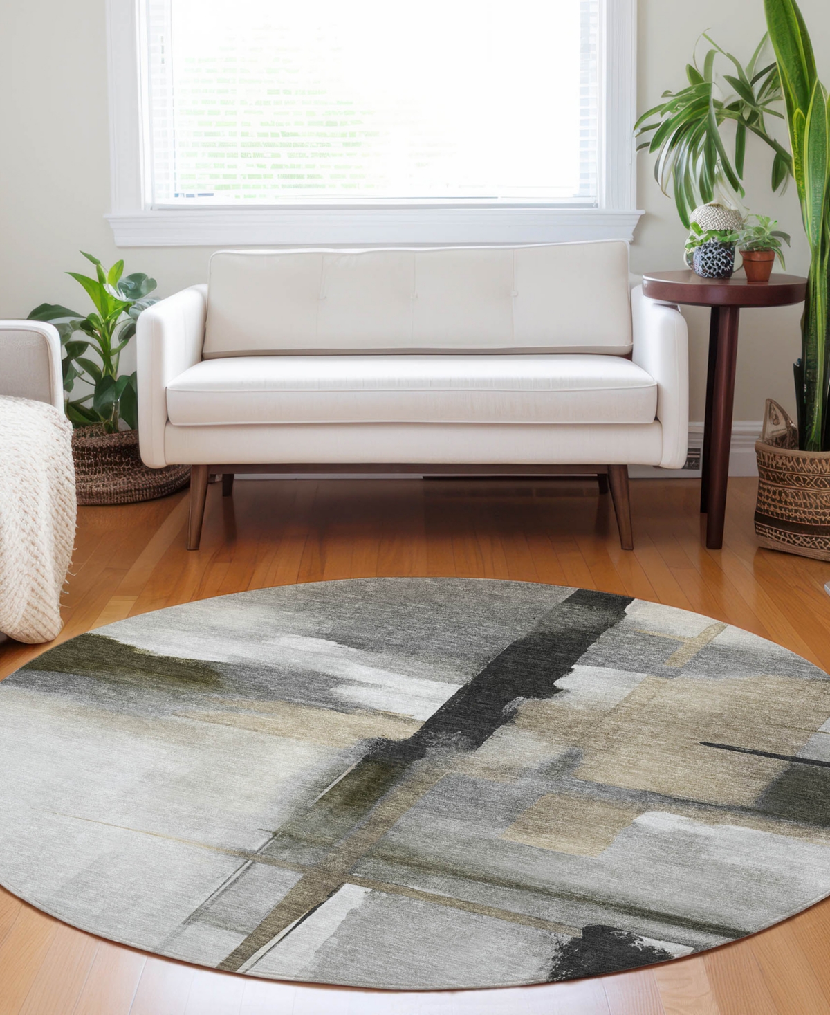 Dalyn Ravenna Rn9 8'x8' Round Area Rug In Gray