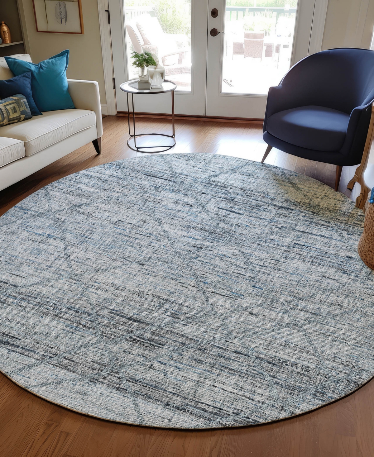 Dalyn Portico Po1 8'x8' Round Area Rug In Gray