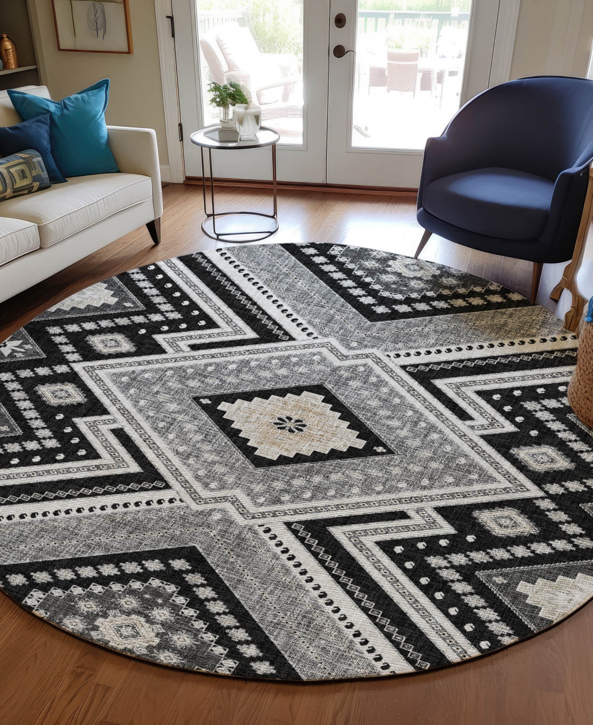 Dalyn Portico Po5 8'x8' Round Area Rug In Gray