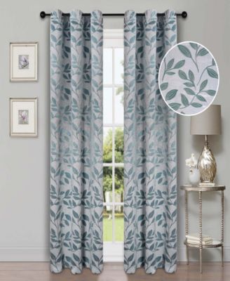 Modern Leaves Room Darkening Grommet Top Curtain Panels, 42" x 96" (Set of 2)