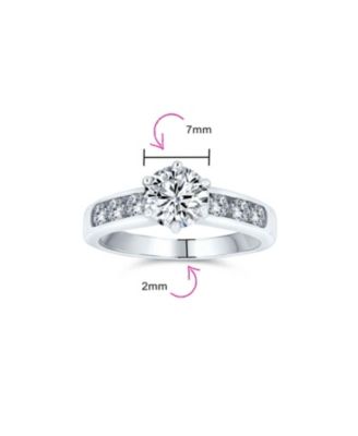 Classic 4CT CZ Round 6-Prong Solitaire Promise Ring .925 Sterling Silver Cubic Zirconia Pave Band